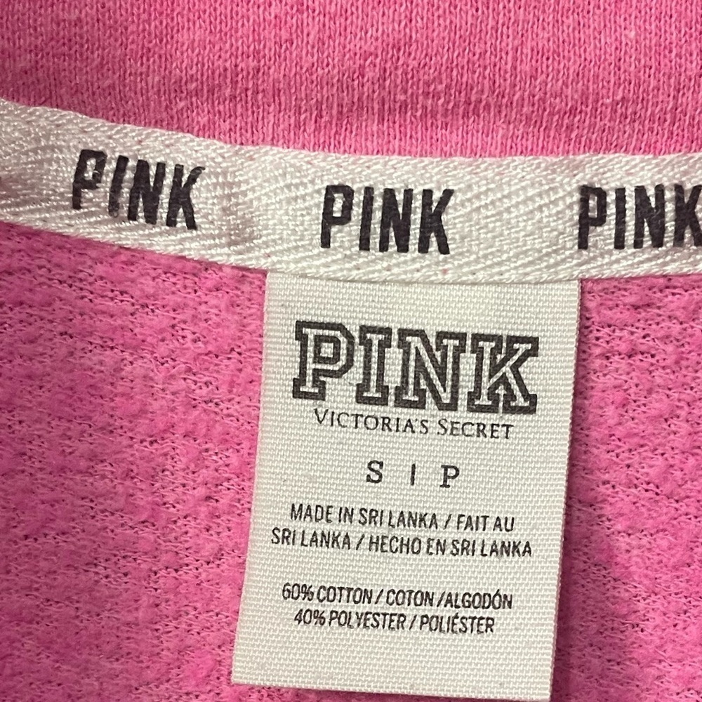 Pink Victoria's Secret 1/4 Zip Sweatshirt size S Pink Logo - Picture 8 of 11